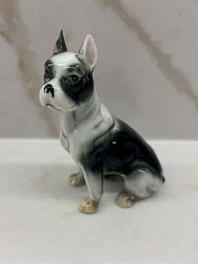 Vintage Collectible Bone China Staffordshire Boston Terrier Boxer Figure